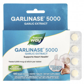 Nature's Way, Garlinase® 5000, экстракт чеснока, 320 мг, 100 веганских таблеток с кишечнорастворимой оболочкой в Москве - eco-herb.ru | фото