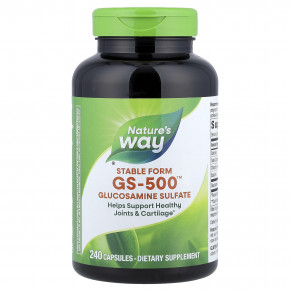 Nature's Way, GS-500™, сульфат глюкозамина, стабильная форма, 240 капсул (0,5 г в 1 капсуле) - описание | фото