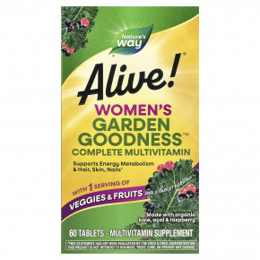 Nature's Way, комплекс мультивитаминов для женщин от Alive!® Garden Goodness™, 60 таблеток - описание | фото