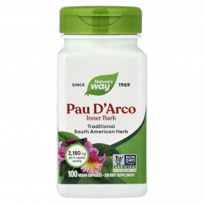 Nature's Way, кора муравьиного дерева, внутренний слой, 100 веганских капсул (0,54 мг в 1 капсуле) - описание | фото