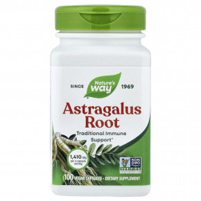Nature's Way, корень астрагала, 100 веганских капсул (470 мг в 1 капсуле) - описание | фото