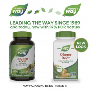 Nature's Way, корень имбиря, 180 веганских капсул (550 мг в 1 капсуле) в Москве - eco-herb.ru | фото