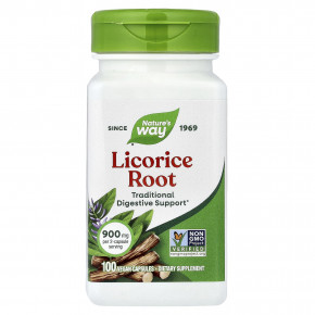 Nature's Way, корень солодки, 100 веганских капсул (450 мг в 1 капсуле) - описание | фото