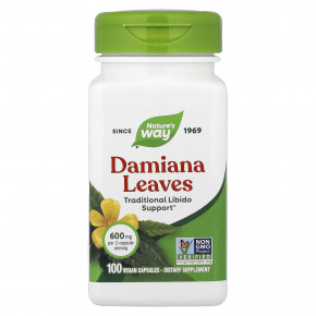 Nature's Way, листья дамианы, 100 веганских капсул (300 мг в 1 капсуле) - описание | фото