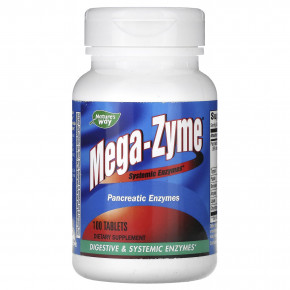 Nature's Way, Mega-Zyme, Systemic Enzymes, 100 Tablets - описание | фото