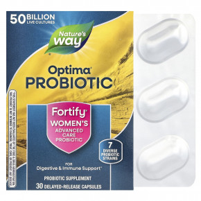 Nature's Way, Optima® Probiotic, Fortify®, пробиотик для женщин, 50 млрд, 30 капсул с отсроченным высвобождением в Москве - eco-herb.ru | фото