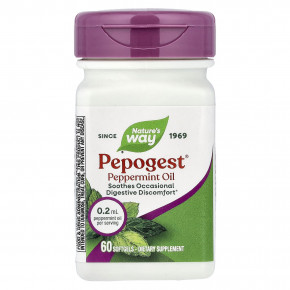 Nature's Way, Pepogest®, масло перечной мяты, 0,2 мл, 60 капсул - описание | фото