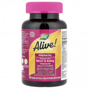 Nature's Way, пренатальные мультивитамины премиального качества Alive!®, со вкусом ягод, 60 веганских капсул в Москве - eco-herb.ru | фото