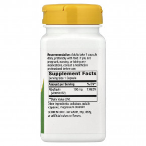 Nature's Way, рибофлавин и витамин B2, 100 мг, 100 капсул в Москве - eco-herb.ru | фото
