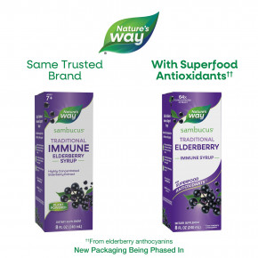 Nature's Way, Sambucus®, традиционный сироп для укрепления иммунитета, бузина, 240 мл (8 жидк. унций) в Москве - eco-herb.ru | фото