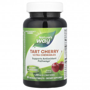 Nature's Way, Tart Cherry, Ultra Chewables, вишня, 90 жевательных таблеток (400 мг в одной таблетке) - описание | фото