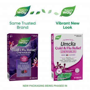 Nature's Way, Umcka, жевательные таблетки для облегчения симптомов простуды и гриппа, для детей от 6 лет, с ягодным вкусом, 20 таблеток в Москве - eco-herb.ru | фото