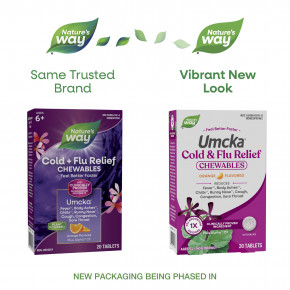 Nature's Way, Umcka®, жевательные таблетки для облегчения симптомов простуды и гриппа, для детей от 6 лет, со вкусом апельсина, 20 таблеток в Москве - eco-herb.ru | фото