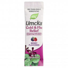 Nature's Way, Umcka®, Relief Fastactives®, простуда и грипп, пакетики с порошком, для детей от 6 лет, с ягодным вкусом, 10 пакетиков по 0,9 г (0,03 унции) в Москве - eco-herb.ru | фото