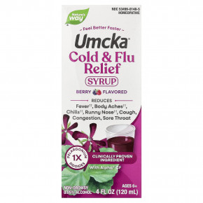 Nature's Way, Umcka®, сироп от простуды и гриппа, для детей от 6 лет, с ягодным вкусом, 120 мл (4 жидк. унции) - описание | фото