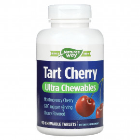 Nature's Way, Tart Cherry, Ultra Chewables, вишня, 1200 мг, 90 жевательных таблеток (400 мг в каждой таблетке) - описание | фото