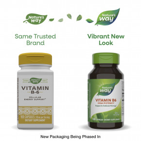 Nature's Way, витамин B6, 50 мг, 100 капсул в Москве - eco-herb.ru | фото