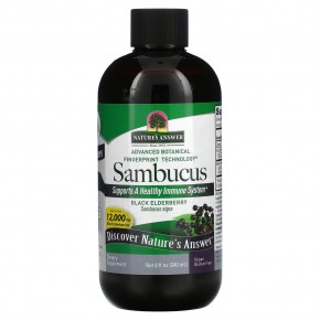 Nature's Answer, Sambucus, черная бузина, без спирта, 12000 мг, 240 мл (8 жидк. Унций) в Москве - eco-herb.ru | фото