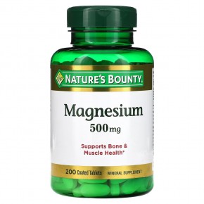 Nature's Bounty, Магний, 500 мг, 200 таблеток в оболочке - описание