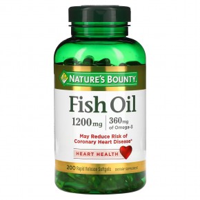 Nature's Bounty, Рыбий жир, 1200 мг, 200 мягких таблеток быстрого высвобождения - описание