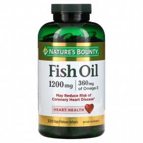 Nature's Bounty, рыбий жир, 1200 мг, 320 мягких таблеток быстрого высвобождения - описание