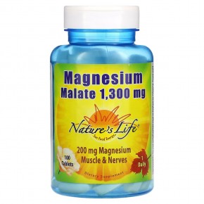 Nature's Life, восстанавливающий малат магния, 200 мг, 100 таблеток - описание