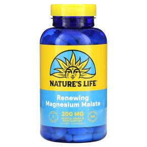 Nature's Life, восстанавливающий малат магния, 200 мг, 250 таблеток - описание