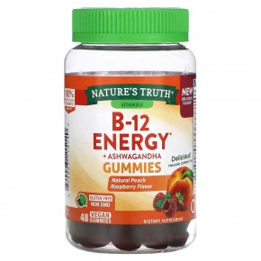 Nature's Truth, B-12 Energy + Ashwagandha Gummies, Natural Peach Raspberry, 48 Vegan Gummies в Москве - eco-herb.ru | фото