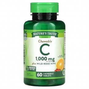 Nature's Truth, жевательный витамин C с диким шиповником, натуральный апельсин, 1000 мг, 60 жевательных таблеток (500 мг в одной таблетке) в Москве - eco-herb.ru | фото