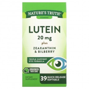 Nature's Truth, Лютеин с зеаксантином и черникой, 20 мг, 39 капсул быстрого действия в Москве - eco-herb.ru | фото