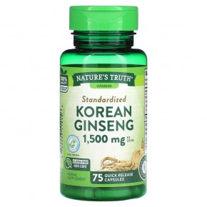 Nature's Truth, Standardized Korean Ginseng, 500 mg, 75 Quick Release Capsules в Москве - eco-herb.ru | фото