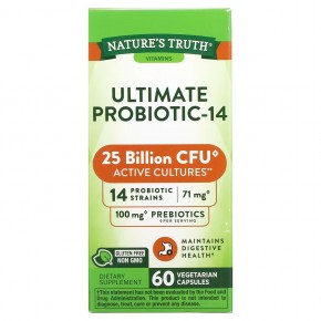 Nature's Truth, Ultimate Probiotic-14, 25 млрд, 60 капсул с быстрым высвобождением в Москве - eco-herb.ru | фото