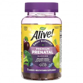 Nature's Way, Alive! Daily Support Premium Prenatal, витамины для беременных, клубника и лимон, 75 жевательных таблеток в Москве - eco-herb.ru | фото