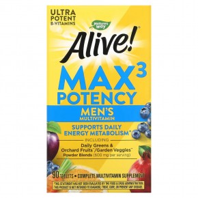 Nature's Way, Alive! Max3 Potency, мультивитамины для мужчин, 90 таблеток в Москве - eco-herb.ru | фото