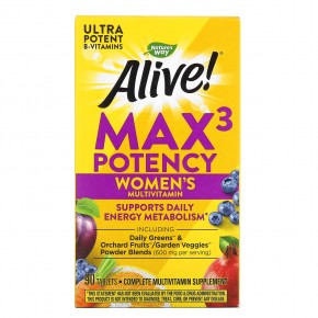 Nature's Way, Alive! Max3 Potency, полный мультивитаминный комплекс для женщин, 90 таблеток в Москве - eco-herb.ru | фото