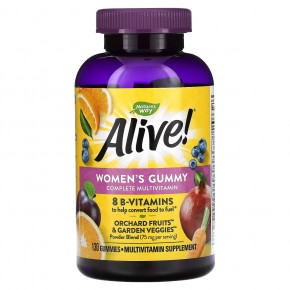 Nature's Way, Alive! комплексная мультивитаминная добавка для женщин, ягодный вкус, 130 жевательных конфет - описание