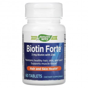 Nature's Way, Biotin Forte, биотин с цинком, 3 мг, 60 таблеток в Москве - eco-herb.ru | фото