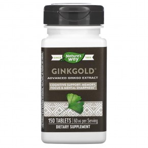 Nature's Way, Ginkgold, Advanced Ginkgo Extract, 60 mg, 150 Tablets в Москве - eco-herb.ru | фото