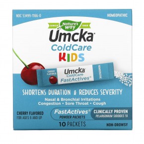 Nature's Way, Umcka, ColdCare Kids, FastActives, For Ages 6 and Up,  Cherry, 10 Powder Packets в Москве - eco-herb.ru | фото