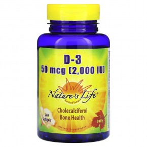 Nature's Life, D-3, 50 мкг (2000 МЕ), 240 мягких таблеток в Москве - eco-herb.ru | фото