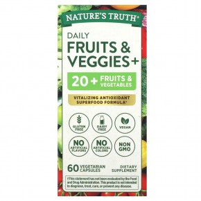 Nature's Truth, Ежедневные фрукты и овощи +, 60 вегетарианских капсул в Москве - eco-herb.ru | фото