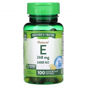Nature's Truth, Натуральный витамин E, 268 мг (400 МЕ), 100 капсул быстрого действия в Москве - eco-herb.ru | фото