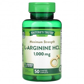 Natures Truth, Vitamins, Maximum Strength L-Arginine HCL, 1,000 mg, 50 Coated Caplets в Москве - eco-herb.ru | фото