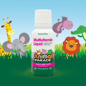 NaturesPlus, Animal Parade®, жидкий мультивитаминный комплекс, со вкусом тропических ягод, 236,56 мл (8 жидк. унций) в Москве - eco-herb.ru | фото