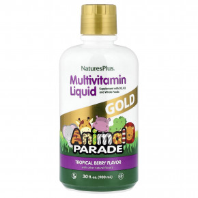 NaturesPlus, Animal Parade® Gold, жидкая мультивитаминная добавка, со вкусом тропических ягод, 900 мл (30 жидк. унций) - описание | фото