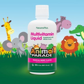 NaturesPlus, Animal Parade, мультивитамины для детей в жидкой форме, вкус тропических ягод, 887,1 мл (30 жидк. унций) в Москве - eco-herb.ru | фото