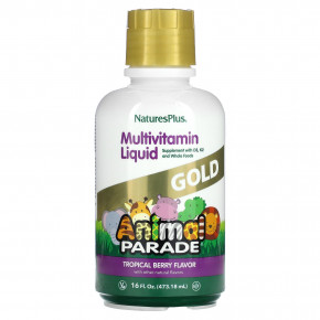 NaturesPlus, Children's Animal Parade Gold, жидкий мультивитаминный продукт, тропические ягоды, 473,18 мл (16 жидк. унц.) в Москве - eco-herb.ru | фото