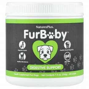 NaturesPlus, FurBaby™, добавка для поддержки пищеварения, для собак, 210 г (7,4 унции) - описание | фото