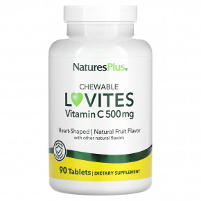 NaturesPlus, Жевательные Lovites, витамин C, натуральные фрукты, 500 мг, 90 таблеток в Москве - eco-herb.ru | фото