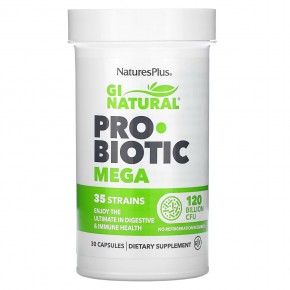 NaturesPlus, GI Natural Probiotic Mega, пробиотики, 120 млрд КОЕ, 30 капсул в Москве - eco-herb.ru | фото